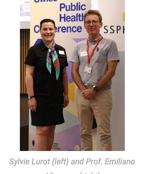 Sylvie Lurot et le Prof. Emiliano Albanese à la Swiss Public Health Conference, Tessin 2025